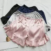 Women Anti-Static Pettipants Slip Satin Bloomers Panties Sleepwear Ruffle Shorts