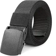 [LXMY] Work Belts for Men,Belts for Men,Adjustable Nylon Fabric Belt,No Metal Buckle, Fast Pass Through the Airport Security,Suitable for Anywhere, Black, 130*3.8cm