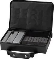 Casemaster The Pro Leatherette Dart Case with Leather-Like Exterior Covering, Holds 9 Steel Tip or Soft Tip Darts with 15 Built-in Pockets for Accessories and Plastic Tubes and Containers for Even