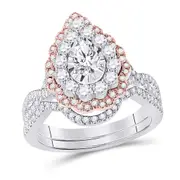 14k Two-tone Gold Pear Diamond Bridal Wedding Ring Set 1-1/3 Cttw (Certified)