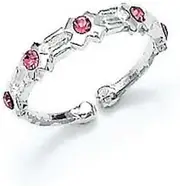 [JewelryWeb] 925 Sterling Silver Pink CZ Cubic Zirconia Simulated Diamond X Toe Ring - Toe Ring for Women