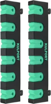 Wall-Mounted Fishing Rod Holders, 6-Rod Storage Rack (Horizontal Green, 1 Pair)