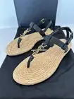 Saint Laurent Cassandra monogram-logo Flat Sandals Espadrilles Size 37.5