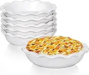 [Taeochiy] Ceramic Mini Pie Pans, 6.5 Inch Individual Small Pie Pans, 12 Oz Pie Dish Ramekins for Baking Chicken Pot Pie, Quiches, Fruit Pies, Set of 6, White