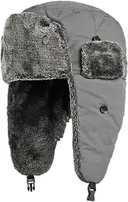 [Tadill] Winter Trapper Hat Lei Feng Hat Plush Ear Flaps Adults Cozy Cap Hunting Ski Hat Warm Hats for Keep Warm Hiking Skating Ski, grey