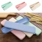 Tableware Spoon Fork Chopstick Cutter Cutlery Container Portable Wheat Tableware