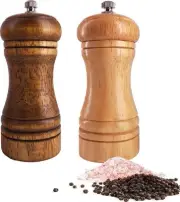 Salt and Pepper Grinders Set,Ouktor Manual Wooden Mills Shakers, Ceramic Rotor