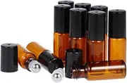 xinyee 10 Pcs 10ml Essential Oils Bottles Amber Glass Roll-on Bottles Stainless Steel Roller Ball Essential Oil Jar with 3ml Dropper