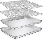 Baking Sheets and Racks Set (2 Pans + 2 Racks), Stainless Steel Baking Sheet