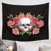 Skull Roses and Vintage Pistols Tapestry