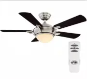Hampton Bay Ceiling Fan 44"LED Brushed Nickel w/Light Kit+Remote