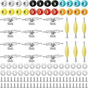 Jexine 6 Sets DIY Fingerboard Kit Accessories Mini Finger Skateboard Parts Include 12 Brackets 54 Screws 30 Nuts Screwdriver 24 Wheels Tool for 96mm Not Included, Blue,Orange,White