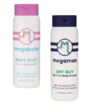 Megaman/Megababe Sweat Absorbing Body Powder Talc-Free Dry Body Powder Set of 2