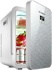 22L Mini Fridge Drinks Cooler Small Refrigerator With Cooling And Heat Function Electric Reefer Dual-Core Refrigeration With LED Display AC+DC Power Compatibility For Cars, Homes, Offices, And Dorms(S