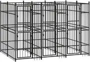 Outdoor Dog Kennel Steel 5.53 m² Large Pet Enclosure Safe Durable Weatherproof
