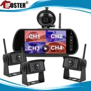 Digital Wireless 7" DVR Rear Mirror Monitor 3x 1080P Reversing Cameras Caravan