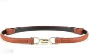 [NASHRIO] Women Skinny Leather Belt, Adjustable PU Leather Belt with Gold Buckle,Women's Belt Elastic Belts Thin Waist Belts