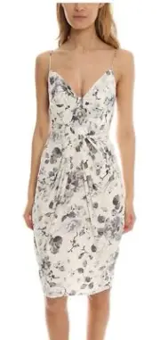 New with Tags Zimmermann Gathered Silk Floral Dress Size 2 -M White & Gray