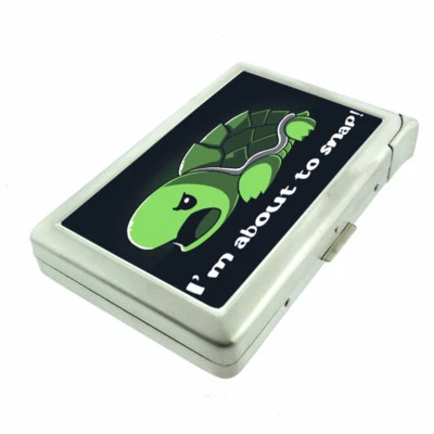 Snap Turtle Pun Em1 100's Size Cigarette Case with Built in Lighter