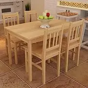 Dining Furniture Sets, Rectangular Dining Table with 4 Chairs for Dining Room or Kitchen, Set of 5, 108 x 65 x 73 cm, Pine Wood