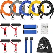 Ahier Resistance Bands, Workout Bands Resistance for Women, Exercise Bands with Handles Attached for Resistance Training, Physical Therapy, Home Workouts, Yoga