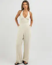 [Mooloola] Mooloola Women's Vanessa Jumpsuit in Natural Marle Size 10 10 Natural Marle