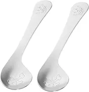 Cabilock Feeding Scoop Boys and Girls Spoon Left Bent to Eat Stainless Steel Training Spoon Led Weaning Supplies