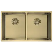 Mondella Light Gold Double Bowl Sink Rectangular Inset / Undermount