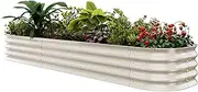 EAST OAK Raised Garden Bed Kits, Galvanized Raised Bed for Gardening Vegetables Flowers 8 x 2 x 1ft, Metal Raised Planter Bed for Water Trough, Garden Boxes and Metal Planters Outdoor Whisper White