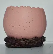 2Egg Shell Vase Ceramic Eggshell Shaped Planter with Bird Nest Rustic Plant Vase