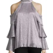 Parker NWT S Kris Metallic Tiered Bell Sleeve Blouse MSRP $220