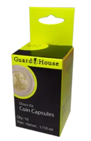 Direct Fit Coin Capsules for 1/10oz Gold Eagle by Guardhouse 16mm, 10 pack