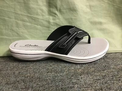 New Women’s Clarks Cloudsteppers Brinkley Jazz Flip Flops in Black size 12