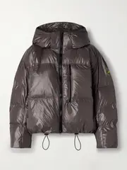[adidas by Stella McCartney] adidas by Stella McCartney - Truenature Hooded Quilted Padded Recycled-shell Jacket - Charcoal - large large Gray