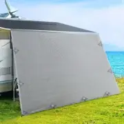 4.6M Caravan Privacy Screen Roll-Out Side Awning 1.95m End Wall Sun Shade Grey