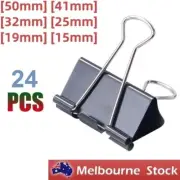 24 PCs Deli Foldback Clips Black Steel Binder Bulldog Clip 50 41 32 25 19 15mm