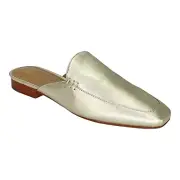 Marc Fisher LTD Womens Flat Mule 6M Pam Gold Metallic Leather