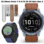 For Garmin Fenix 3HR 5 5X 6 6X Pro 7 7X 8 E Quick Fit Leather Watch Band Strap