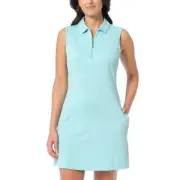 Greg Norman Dress Sporty Mini Sleeveless Palm Texture Preppy Athleisure Collar