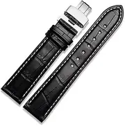 [BANDKIT] Genuine leather watchband With Butterfly Clasp Bands Croco Bracelet for men straps 12 13 14 15 16 17 18 19 20 21 22 23 24 mm