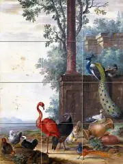 LANDSCAPE WITH A PEACOCK Tile Mural Kitchen Bathroom Wall Backsplash 12.75x17