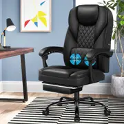 ALFORDSON Massage Office Chair Computer PU Leather Seat Black