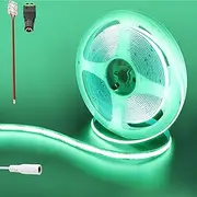 Clearhill 12V COB 480LED Strip Lights,6.56FT/2M（No Power Supply）,Green,480LEDs/M,with 5521DC Female Connectors,8mm Width,IP20,for DIY Home Indoor Decoration
