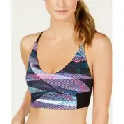 Nike LASER FUSCHIA Line Up Cross-Back Long-Line Bikini Swim Top, Size XS