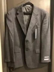 NWT Oscar De La Renta Blazer Sport Coat Men's 46R Gray 100% Lambswool New