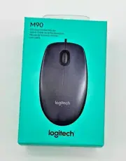 LOGITECH Full-Size USB Wired Mouse 4.5" x 2.5" Black M90 NEW SEALED!