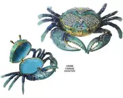 Large Crab Jeweled Trinket Box with Austrian Crystals, Blue
