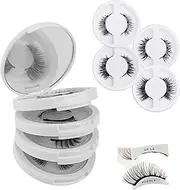 Magnetic Eyelashes 4 Pairs, Long Lasting Reusable With Applicator, Cat Eye Black Curly Wispy Thick Fluffy,No Need Glue 3D Look Eye Makeup,Waterproof, Easy To Wear.