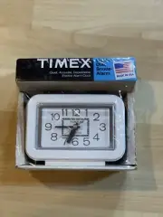 Rare New! Timex White Wood-Look Lighted Dial Alarm Clock Model 7419-403 Made USA