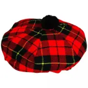 Men's Wallace TAM o' SHANTER Bonnet Beret Balmorals Tartan Tammy Hat